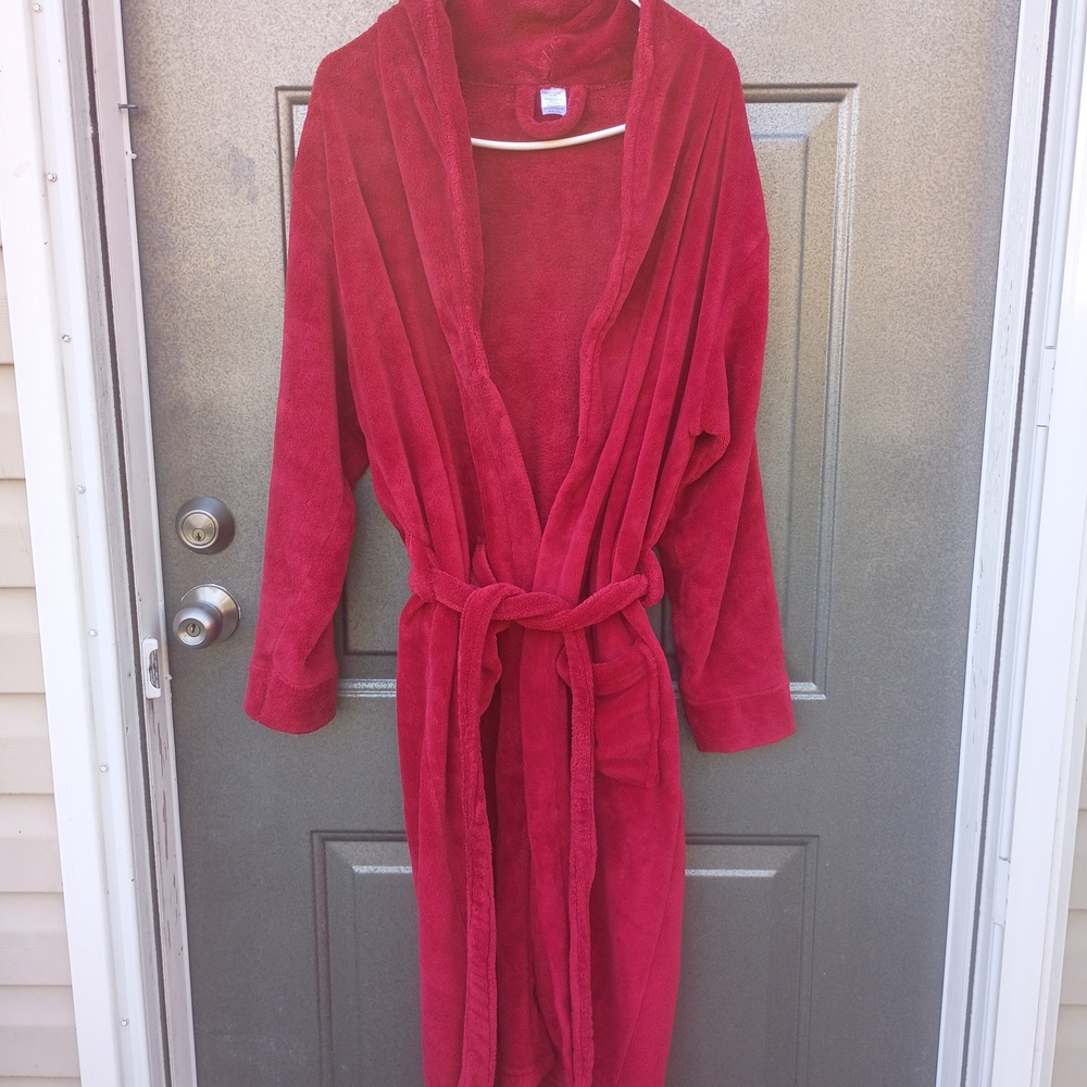 Red Plush Robe Self Care Day, One Size Fits Most